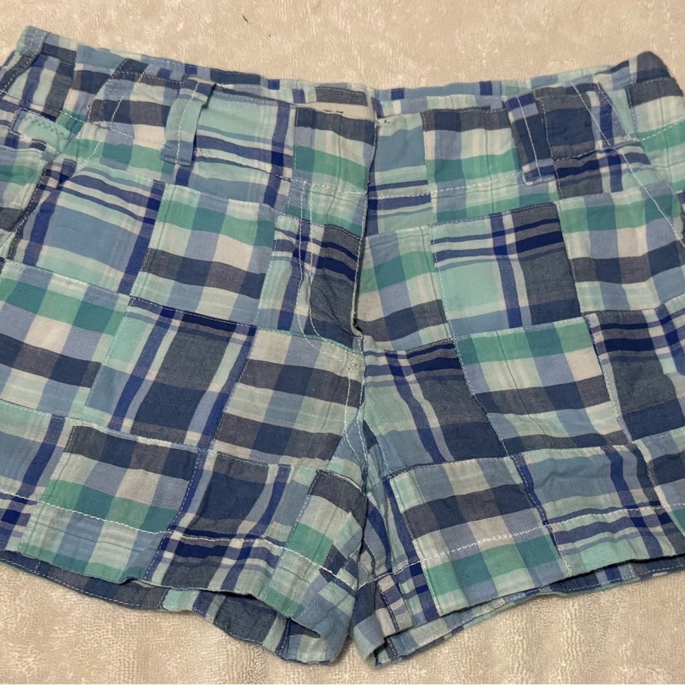 Vineyard Vines Madras Plaid Women's Shorts in Blue and Green